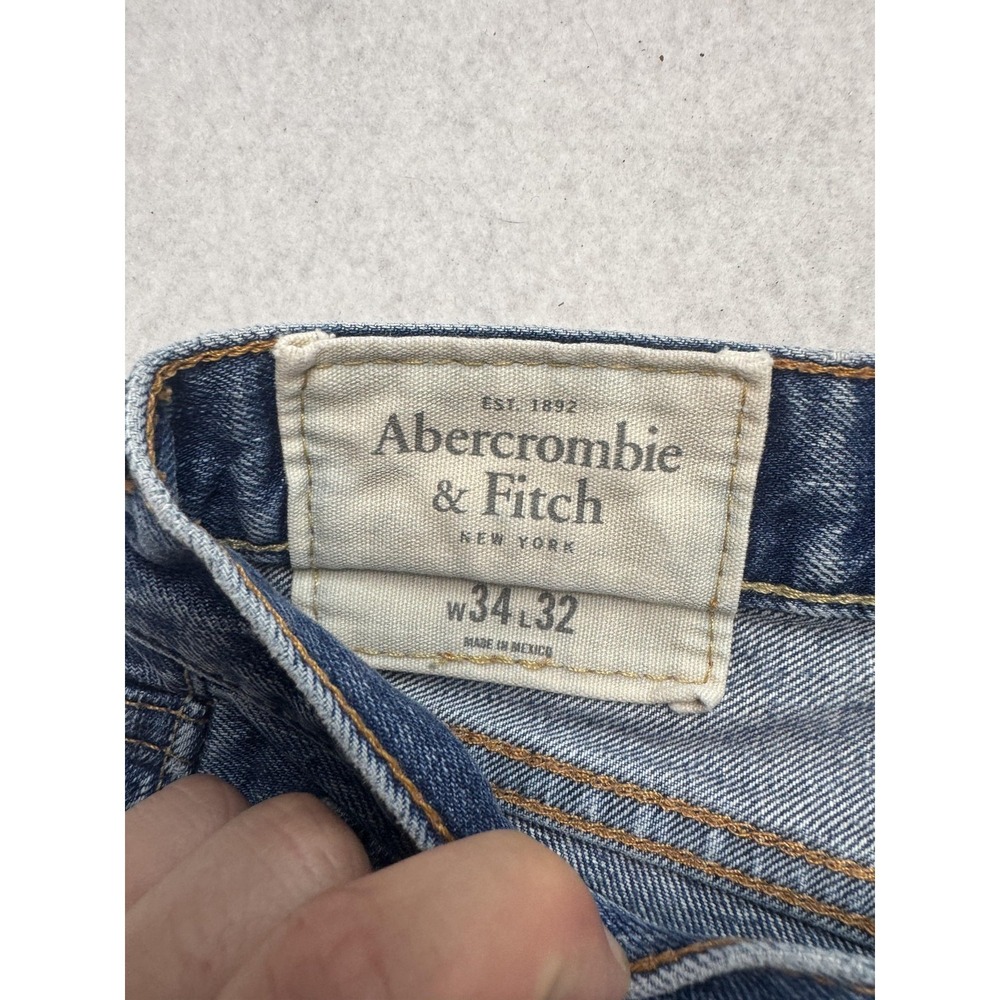 Abercrombie & Fitch Jeans Mens 34x32 Blue The A&F Boot Bootcut Distressed - Picture 4 of 12